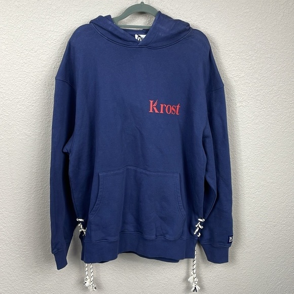 NWT Krost x Nautica Fair Winds Vented Hoodie Sweatshirt Blue Side Tie Sz L - Picture 2 of 16